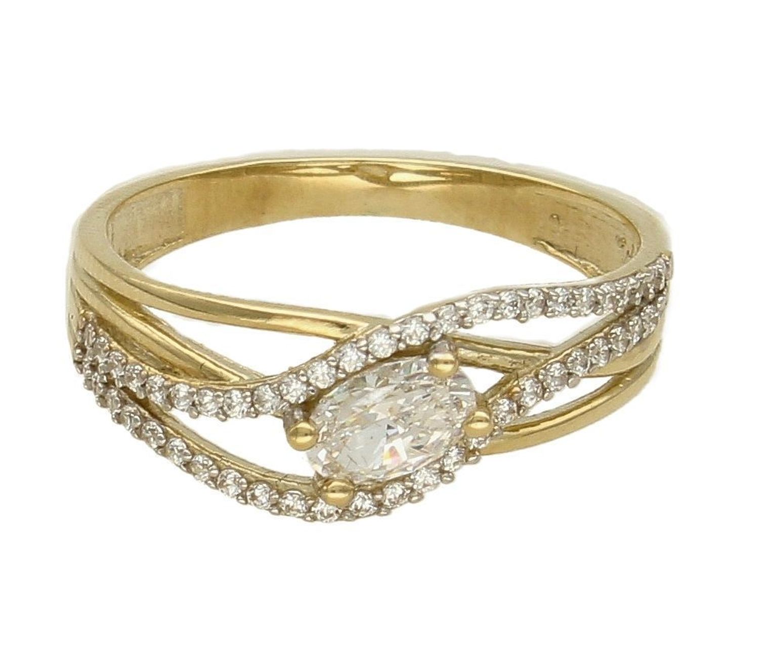 Złoty pierścionek 333 'Miłosna cyrkonia' PI 4773. Złoty pierścionek z cyrkonią. Złoty pierścionek z  drobnymi cyrkoniami. Złoty pierścionek idealny na prezent. Złoty pierścio.jpg